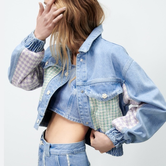 Zara Jackets & Blazers - Zara cropped combined denim jacket